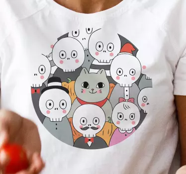 T shirt halloween spöklig katt samling - Tenstickers
