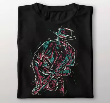 T-shirt jazzmusiker spelar saxofon - Tenstickers