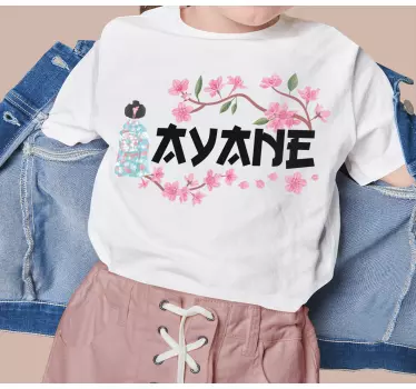 T-shirt med namn cherry blossom kokeshi - Tenstickers