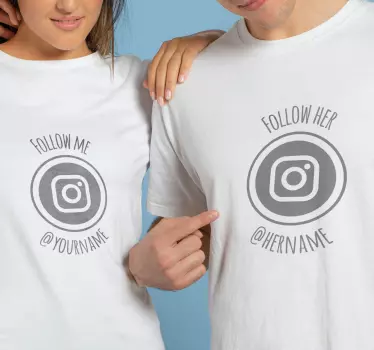 T-shirt med namn couple social media - Tenstickers