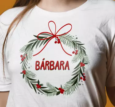 T-shirt med namn festlig personlig krans - Tenstickers