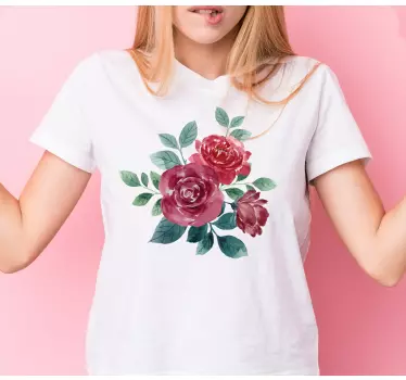 T-shirt rosblomsterarrangemang - Tenstickers