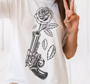 T-shirt rose pistol fredsymbol - Tenstickers