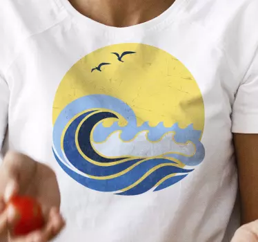 T-shirt sol och strandvåg - Tenstickers