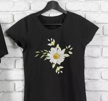 T-shirt vit daisy blomster charm - Tenstickers