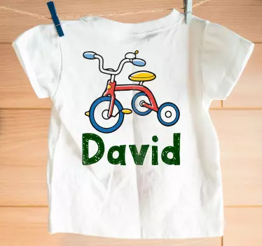 Tecknad cykel med namn baby t-shirt - Tenstickers