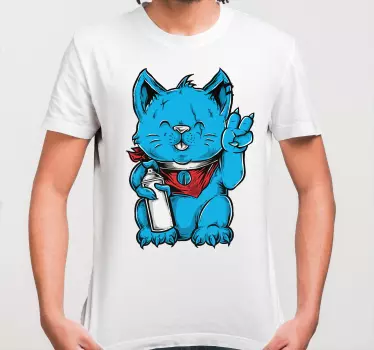 Tecknad katt med örhängen t-shirt - Tenstickers
