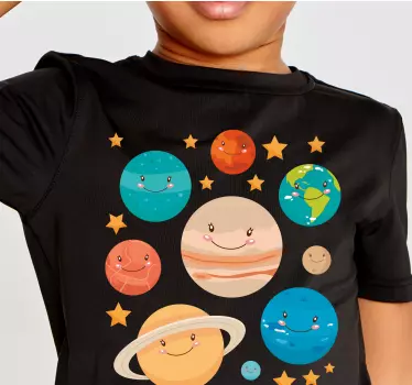 Tecknad smiley planeter barn skjorta - Tenstickers