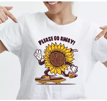Tecknad solros med skate t-shirt - Tenstickers