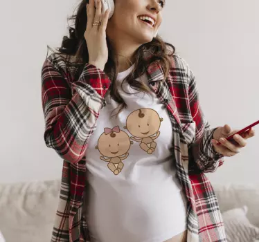Tecknad tvilling bebisar baby t-shirt - Tenstickers