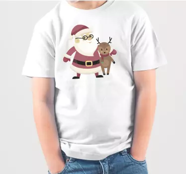 Tomten poserar med ren jul t-shirts - Tenstickers