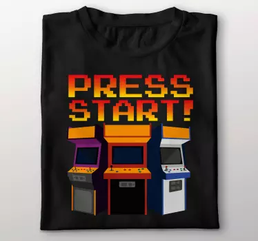 Tryck på start arkadmaskiner t-shirt - Tenstickers
