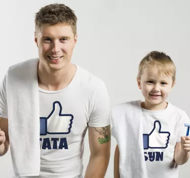 Tummen upp som far och son matchande skjortor - Tenstickers