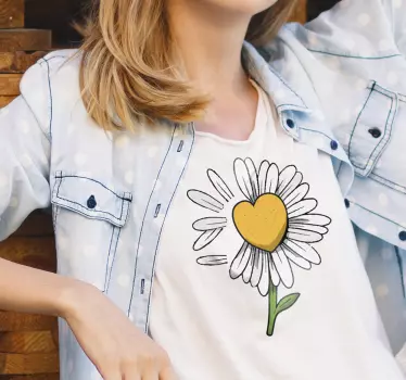 Tusensköna hjärta blomma t-shirt - Tenstickers