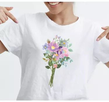 Vacker bukett med rosa blommor skjorta - Tenstickers