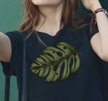 Vacker grön lämnar t-shirt - Tenstickers