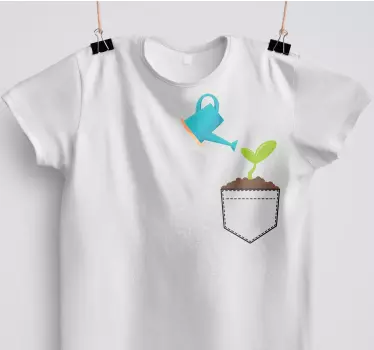 Vattna växter ficka t-shirt - Tenstickers