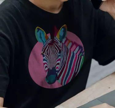 Vibrant zebra face t-shirt - Tenstickers