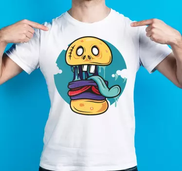 Zombie burger tecknad t-shirt - Tenstickers