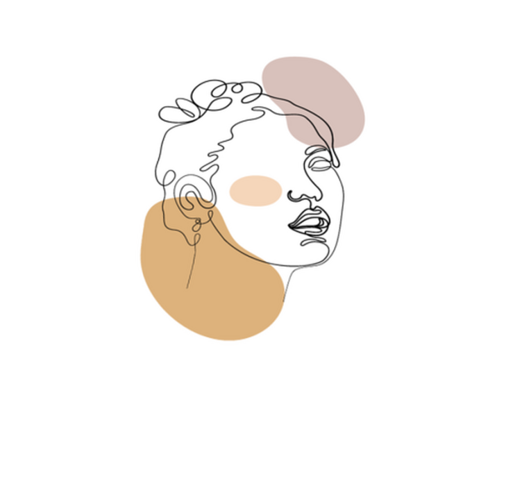 Abstrakt ansikte och cirklar Vinylmatta vit - Tenstickers