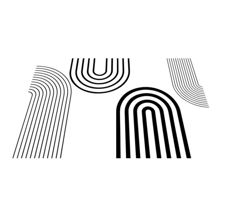 Tunna minimalistiska svarta bågar Vinylmatta vit - Tenstickers