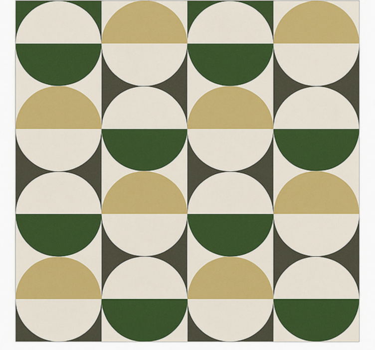 Mitten av århundradet cirkulärt mönster Vinylmatta Matsal - Tenstickers