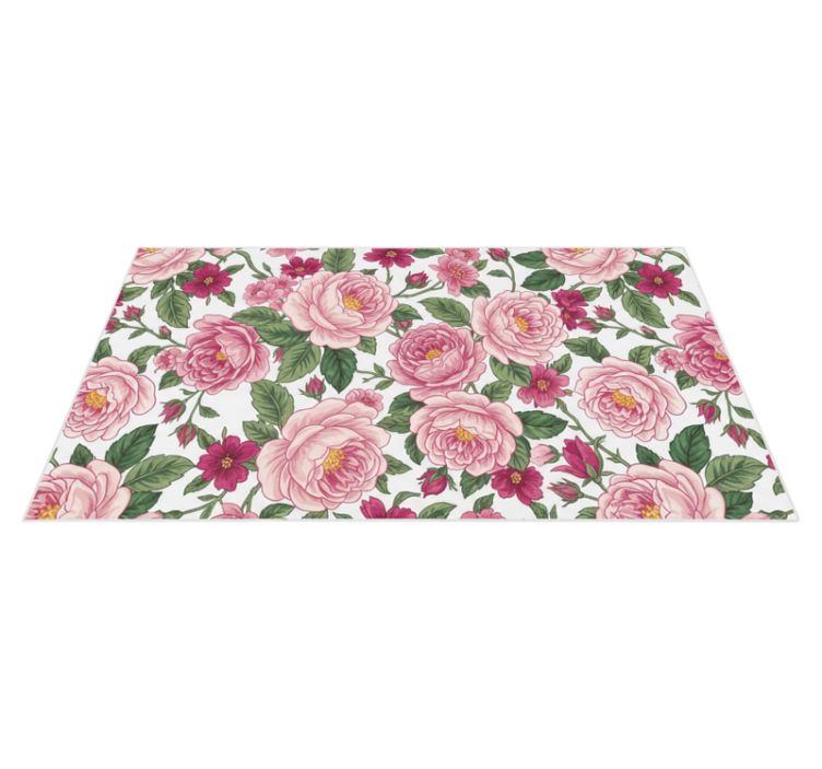 Vinylmatta vardagsrum vackra rosa blommor - Tenstickers