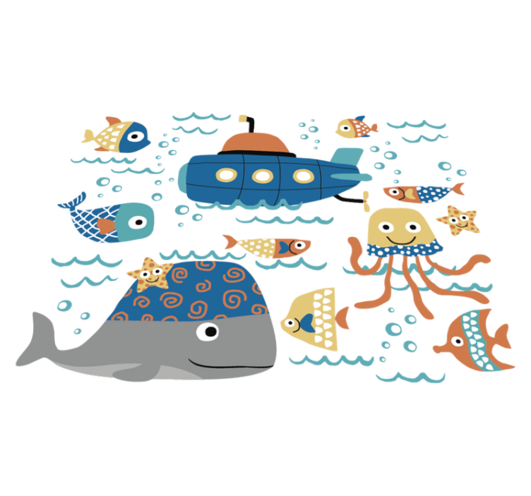 Vinylmatta djur blå marina motiv - Tenstickers
