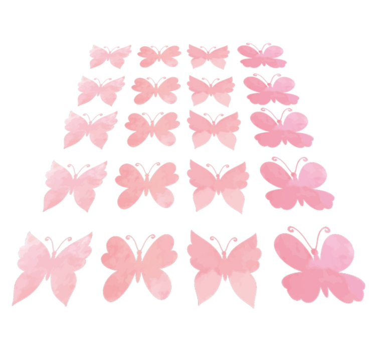 Vinylmatta djur med design av rosa fjärilar - Tenstickers