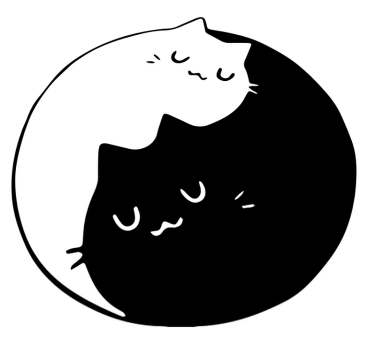 Vinylmatta djur yin yang katter - Tenstickers