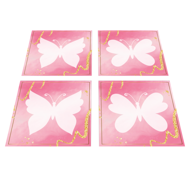 Vinylmatta djur med rosa fjärilsplattor - Tenstickers