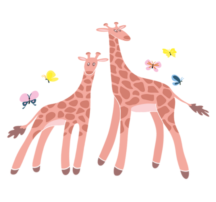 Vinylmatta djur fjärilsgiraff för förälder och barn - Tenstickers