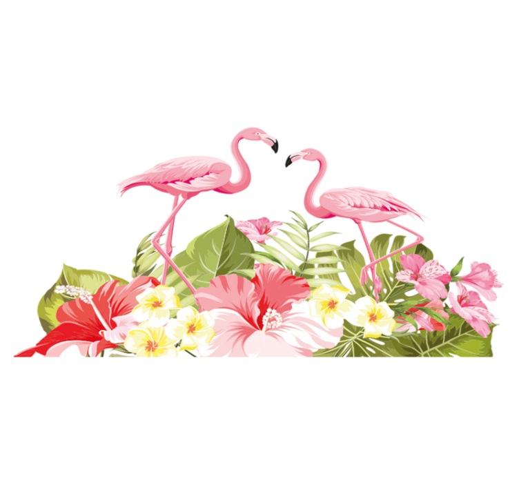 Vinylmatta djur tropisk blomma flamingo - Tenstickers