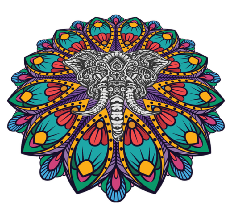 Vinylmatta djur färgglad elefant mandala - Tenstickers