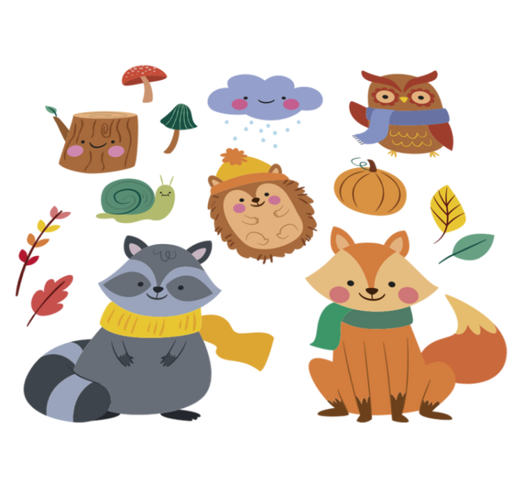 Vinylmatta djur höstblommor och djur - Tenstickers