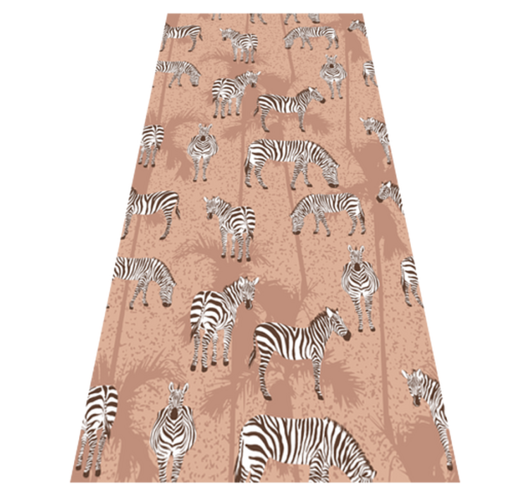 Vinylmatta djur zebra och palmer brun - Tenstickers