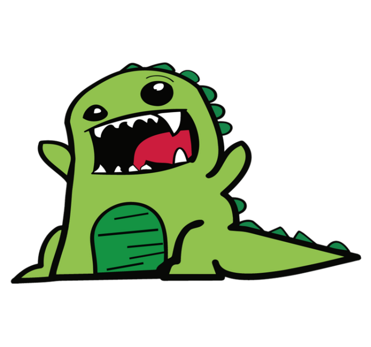 Vinylmatta djur grön dinosaur kludd skrämmande - Tenstickers