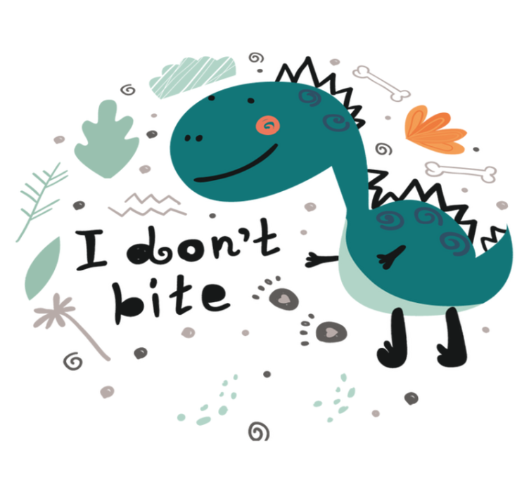 Vinylmatta djur dinosaur grön leende - Tenstickers