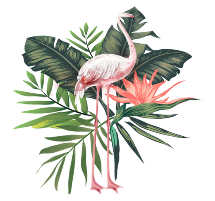 Vinylmatta djur akvarell flamingo och löv - Tenstickers