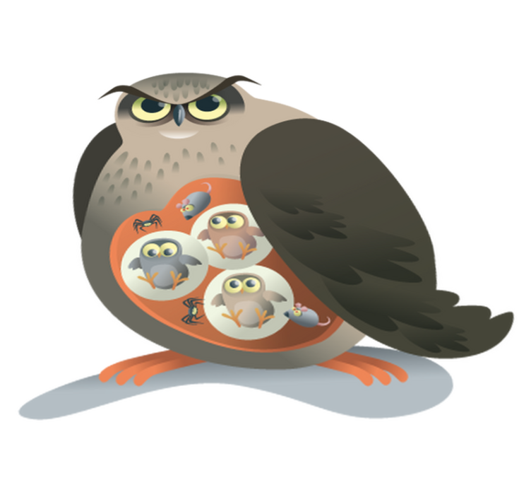 Vinylmatta djur mor uggla - Tenstickers