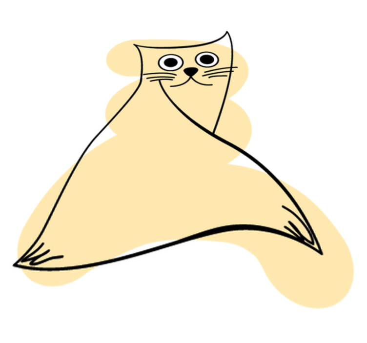 Vinylmatta djur beige målad katt - Tenstickers