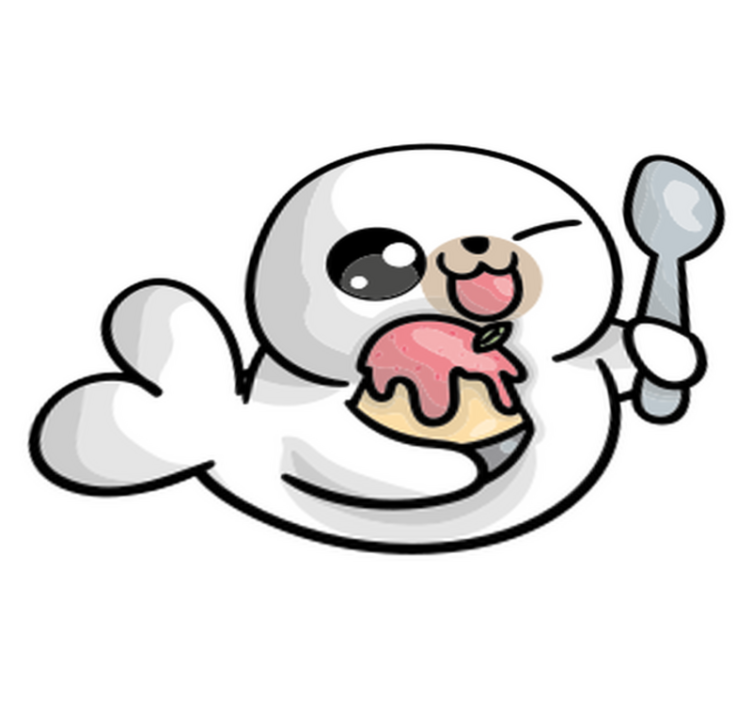 Vinylmatta djur anime baby säl - Tenstickers