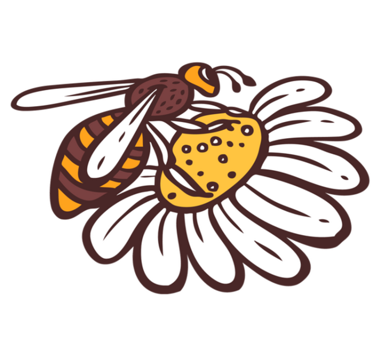 Vinylmatta djur bi på blomma - Tenstickers