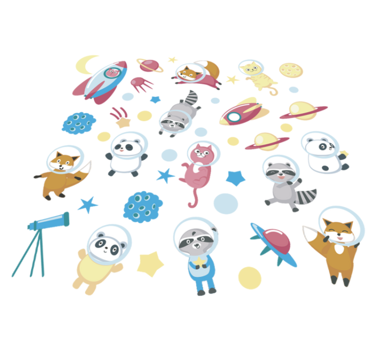 Vinylmatta djur söt djur astronauter - Tenstickers