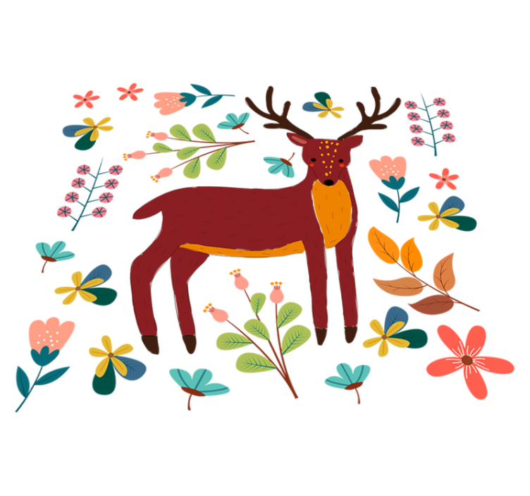 Vinylmatta djur med lekfull hjortillustration - Tenstickers