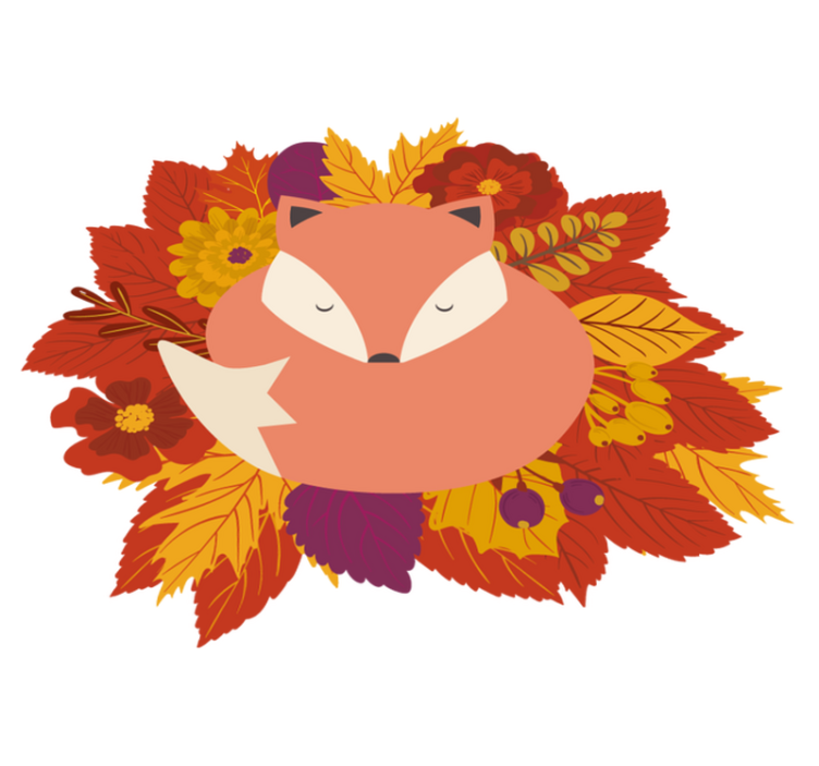 Vinylmatta djur räv med löv - Tenstickers