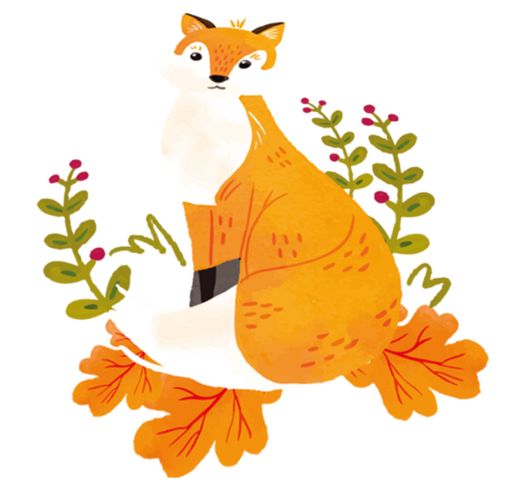 Vinylmatta djur lekfull orange räv - Tenstickers