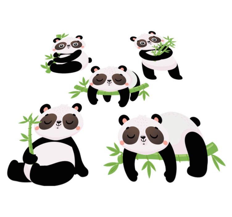 Vinylmatta djur med söta pandateckningar - Tenstickers