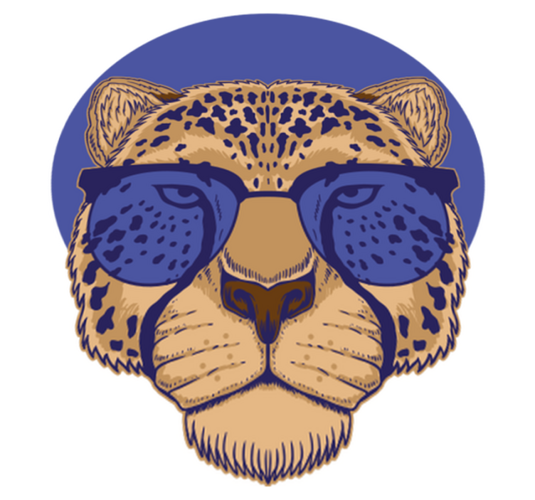 Vinylmatta djur leopard med glasögon - Tenstickers