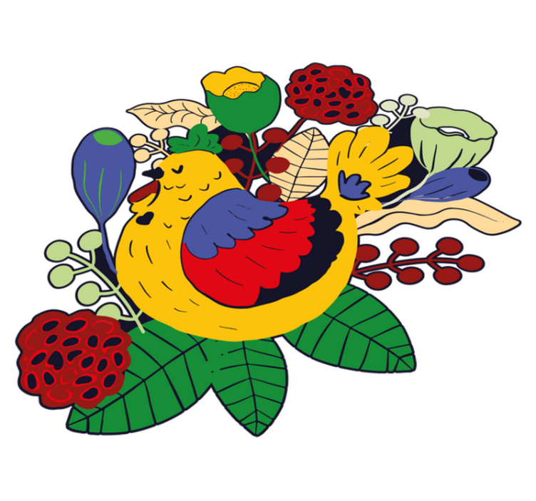 Vinylmatta djur färgglad fågelblomma - Tenstickers